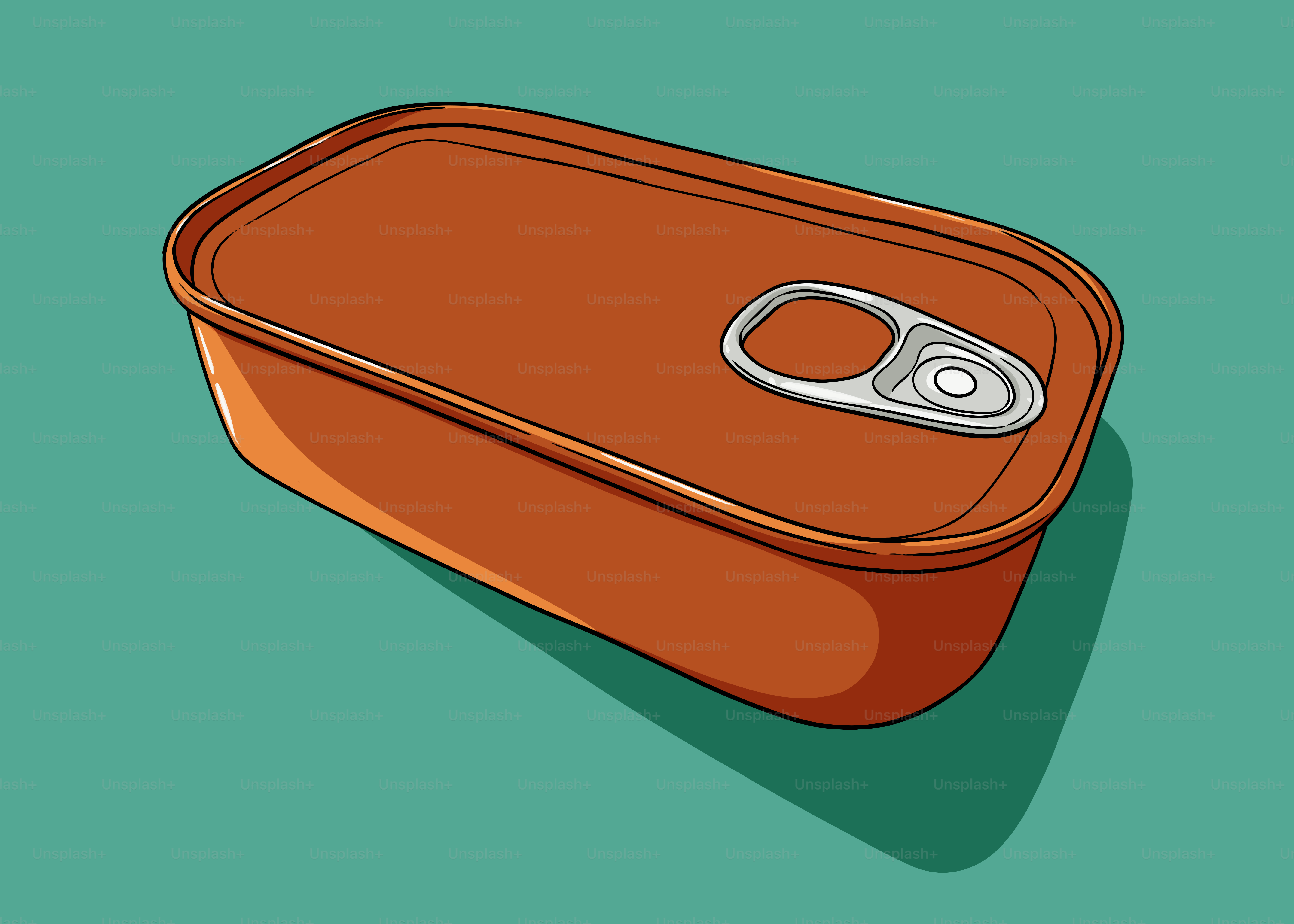 Una lata naranja cerrada con lengüeta