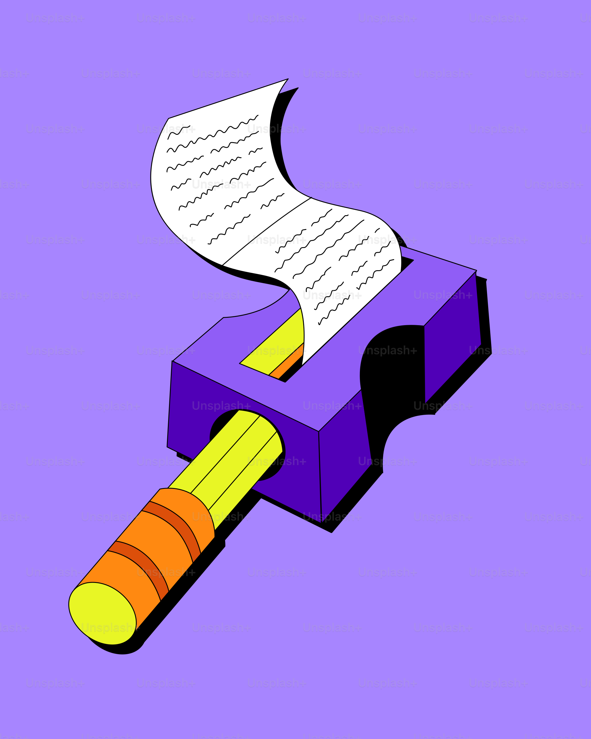 A pencil sharpener creating a scroll of paper