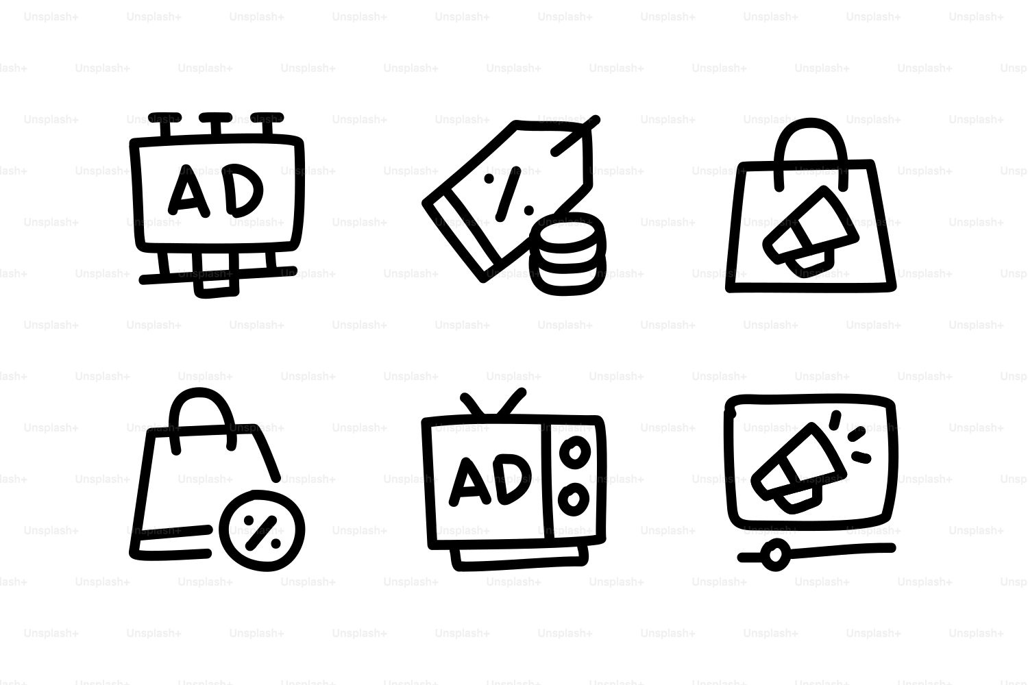 Conjunto de iconos publicitarios y de compra