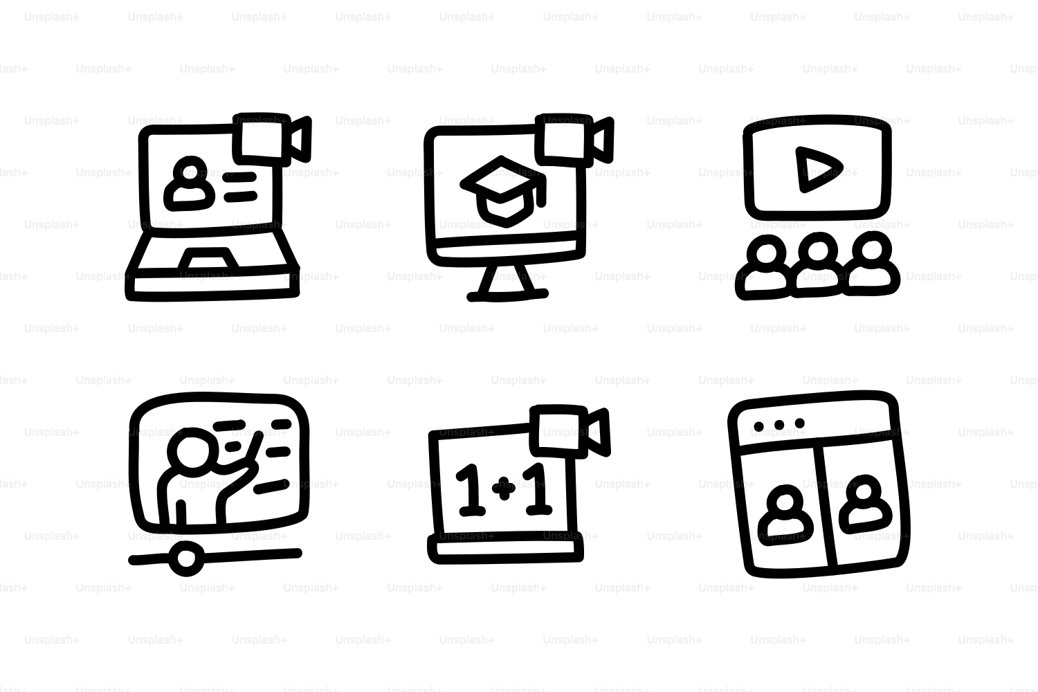 온라인 교육과 학습을 나타내는 낙서 아이콘. 벡터 – Unsplash의 교육 이미지, image size:3000x2000