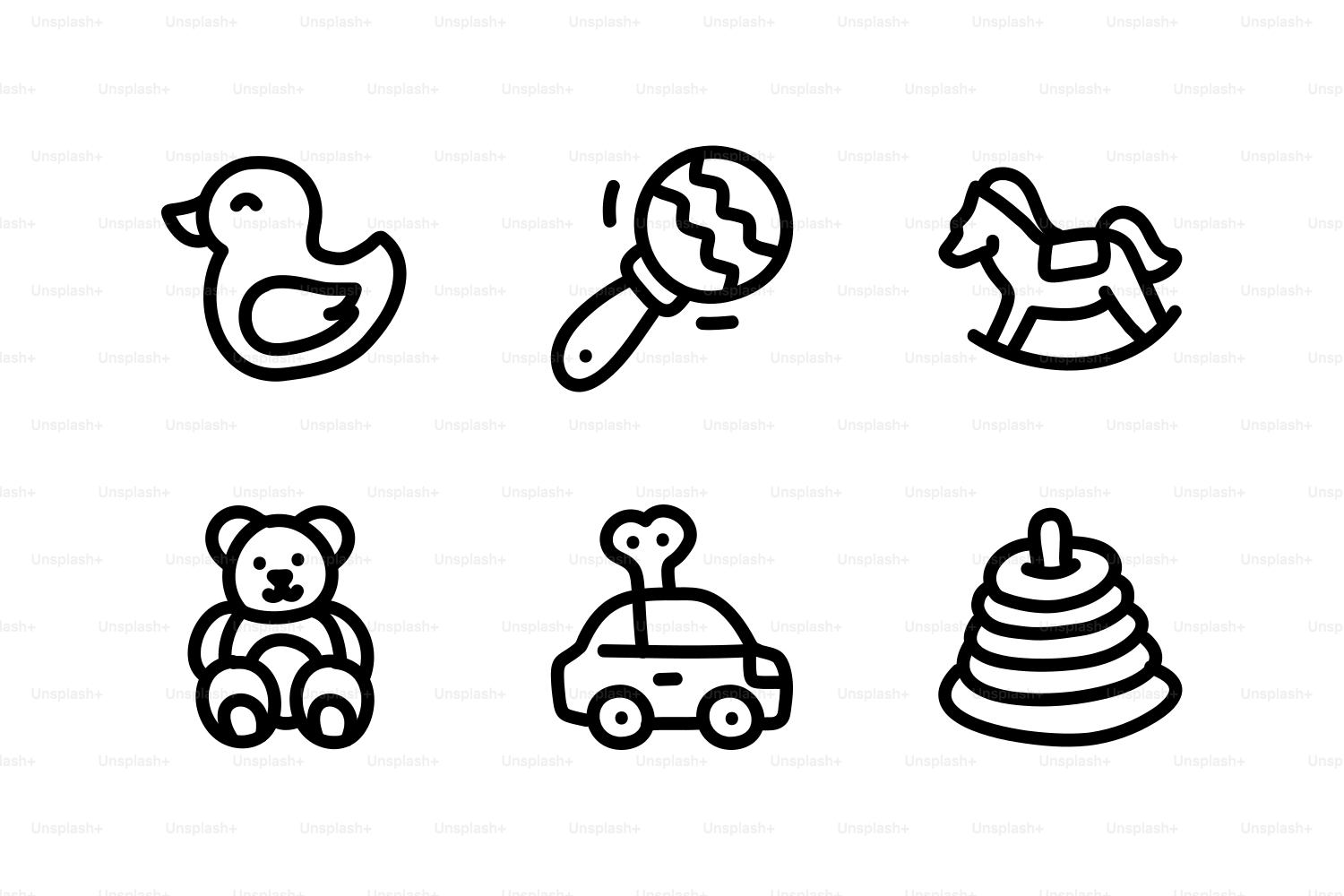 Set of six simple line art baby toys. vector – Baby Image on Unsplash, image size:3000x2000