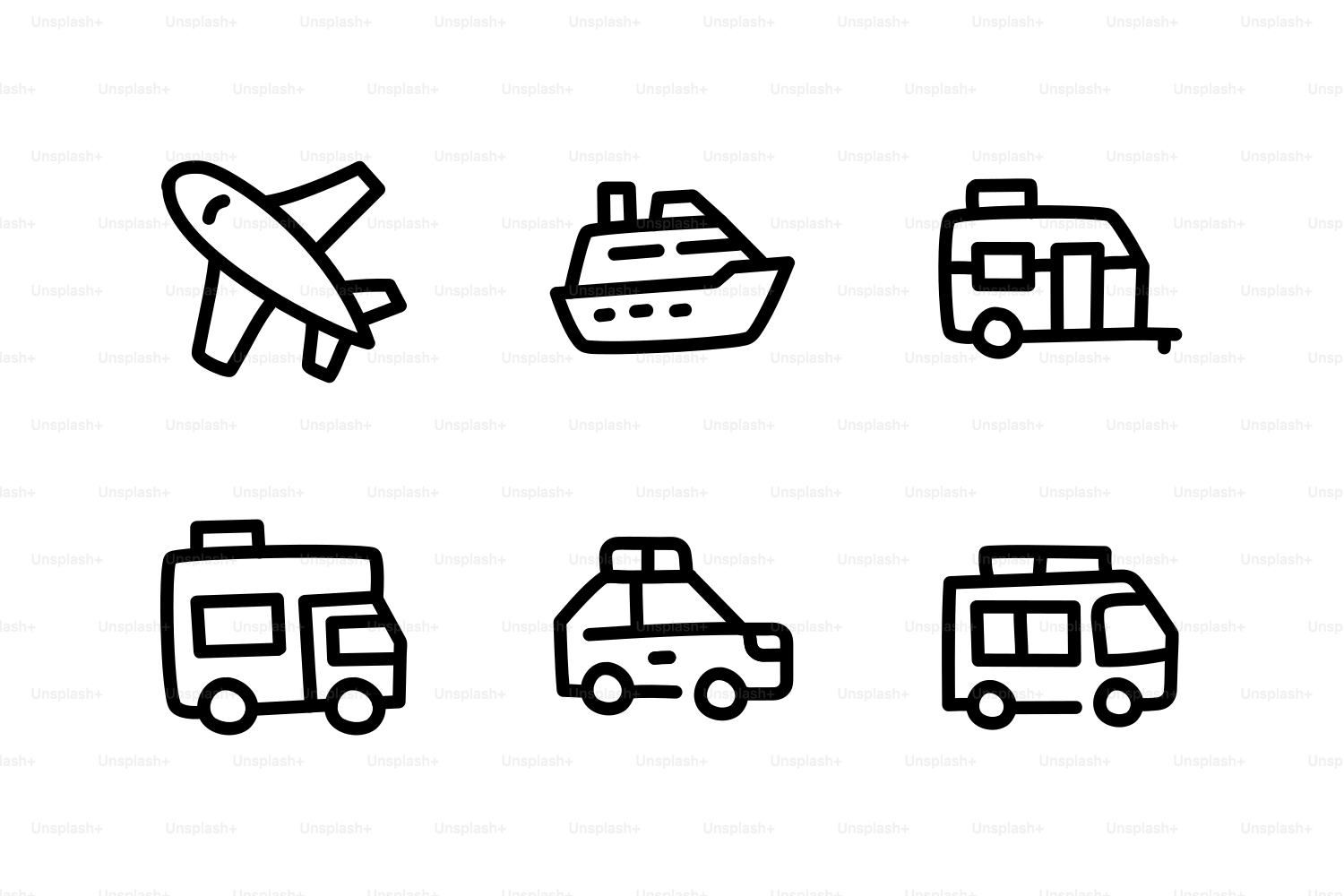 Set of travel and transport icons
