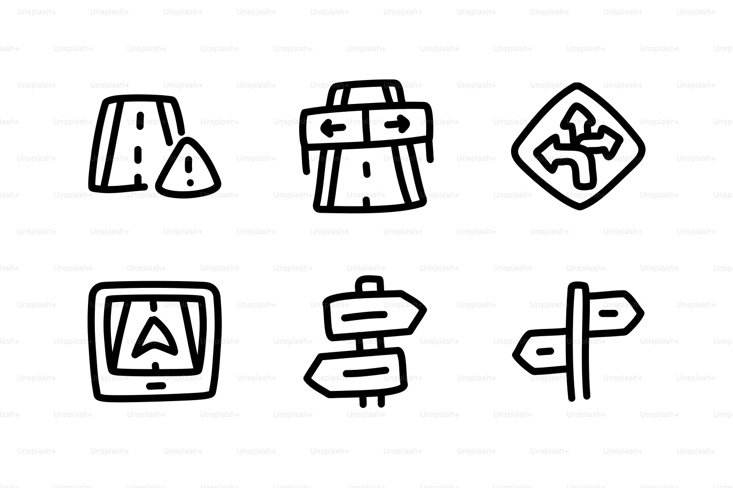 Collection of navigation and road signs icons