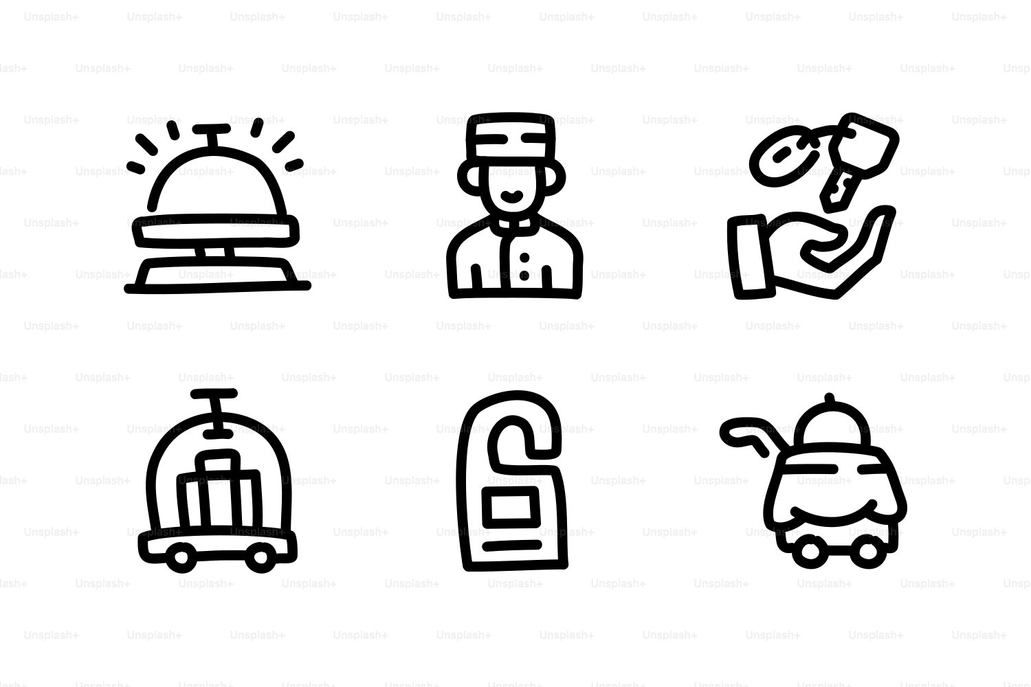 Iconos de servicios del hotel: timbre, personal, llaves, carrito, no  molestar. vector – Imagen de Viajar en Unsplash, image size:3000x2000