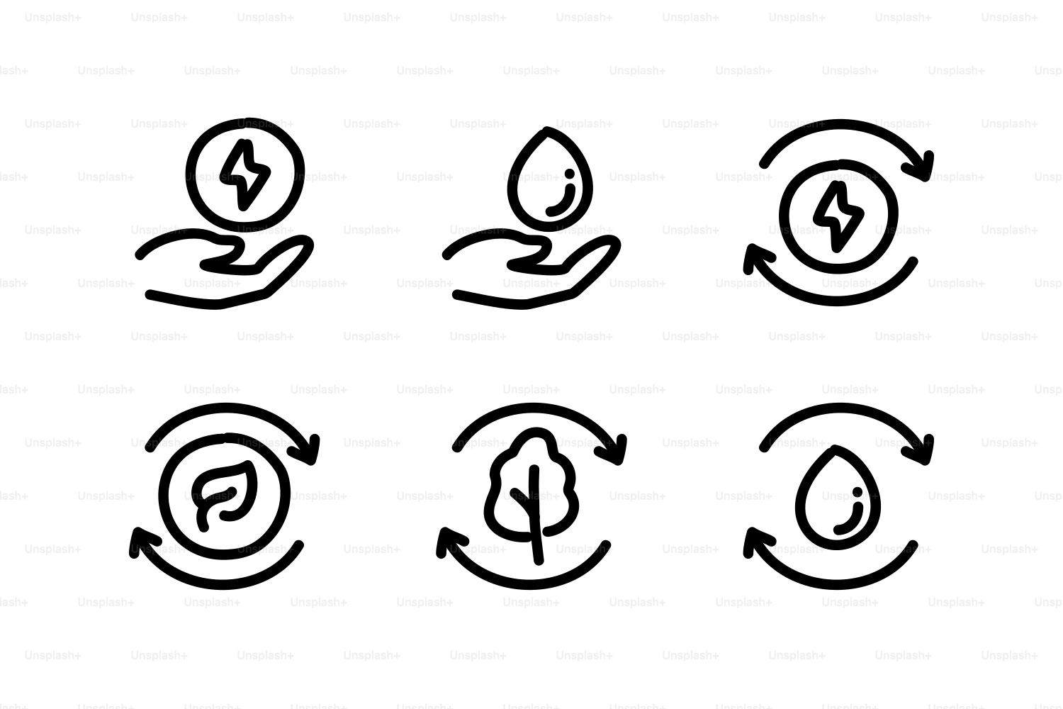 Symbole, die Konzepte aus erneuerbaren Energien und Nachhaltigkeit repräsentieren.