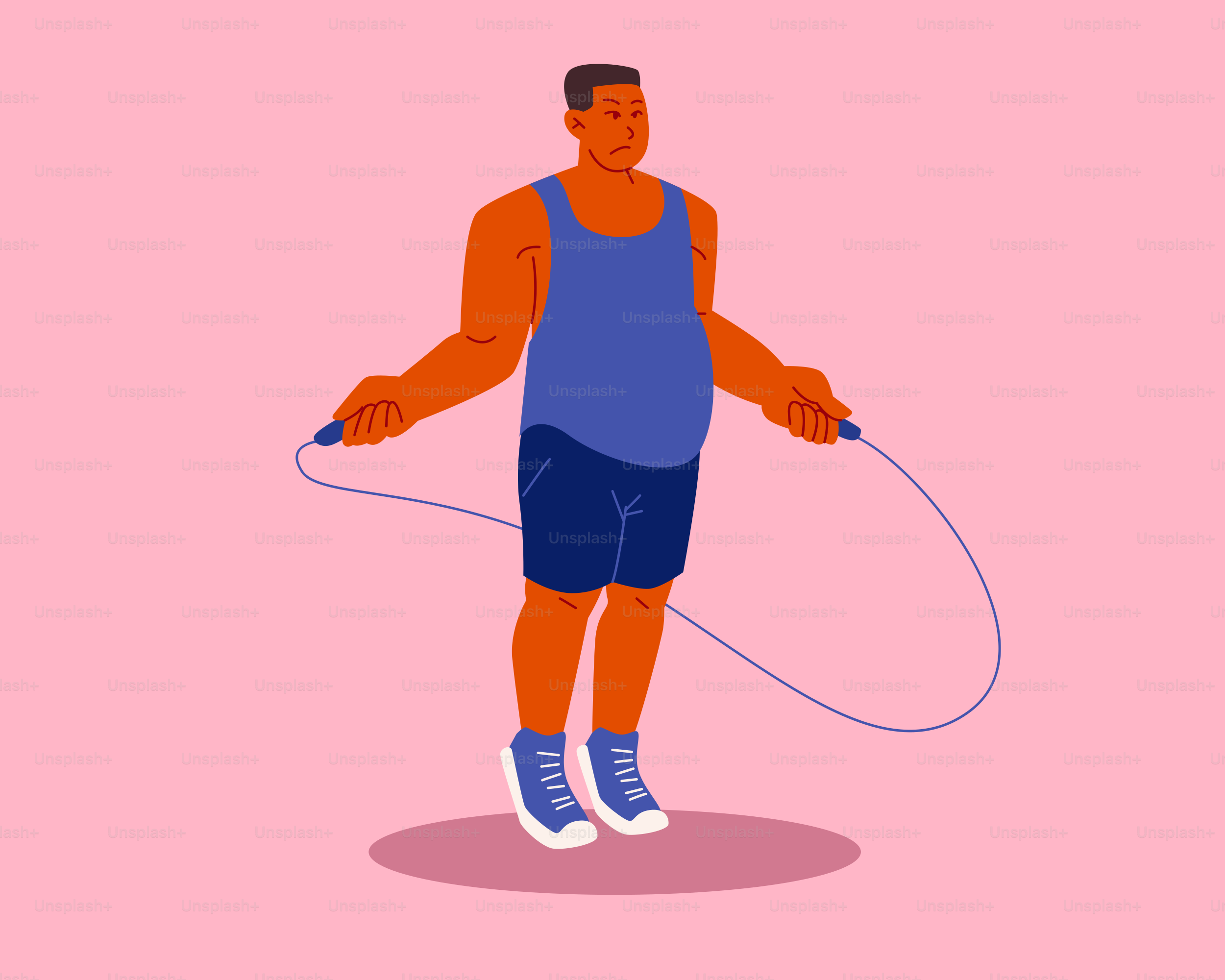 Man jumping rope on a pink background vector – Illustration Image on ...