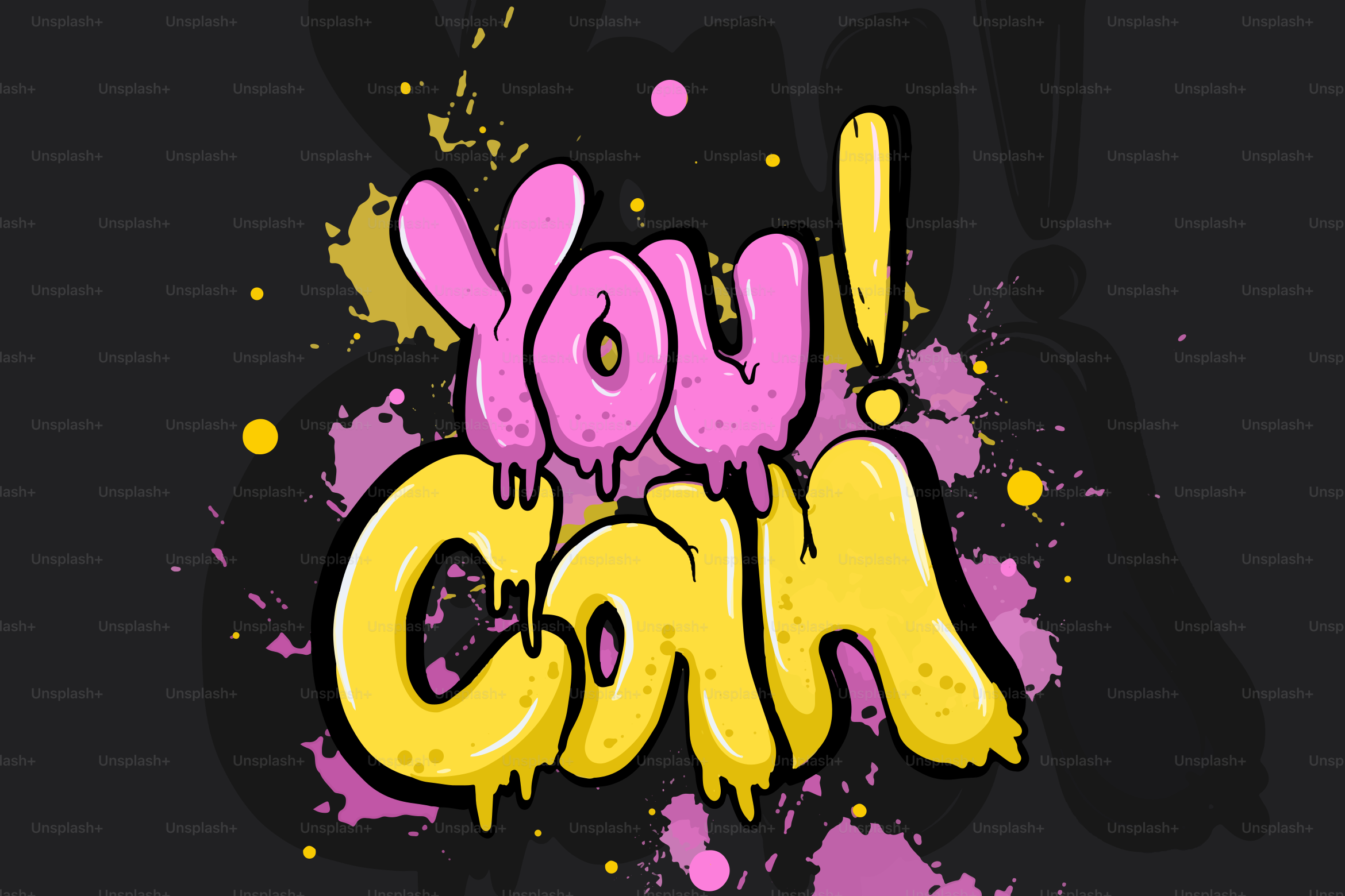 Graffiti-Stil-Text "You can" mit Spritzern