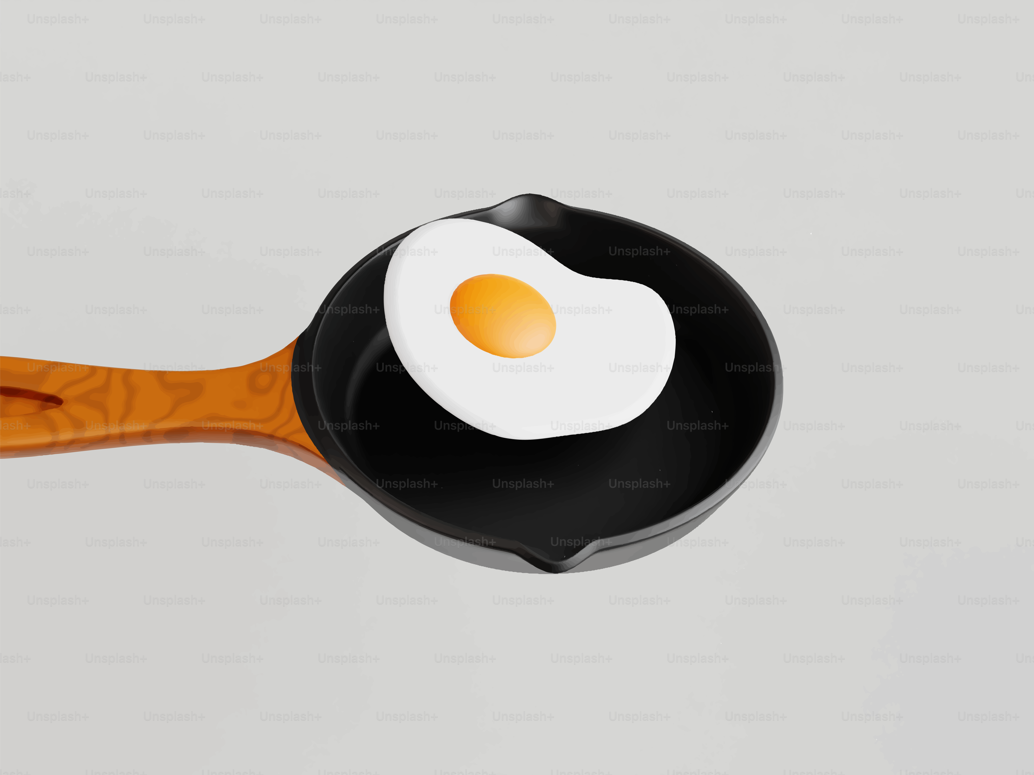 Fried egg cooking in a cast iron skillet