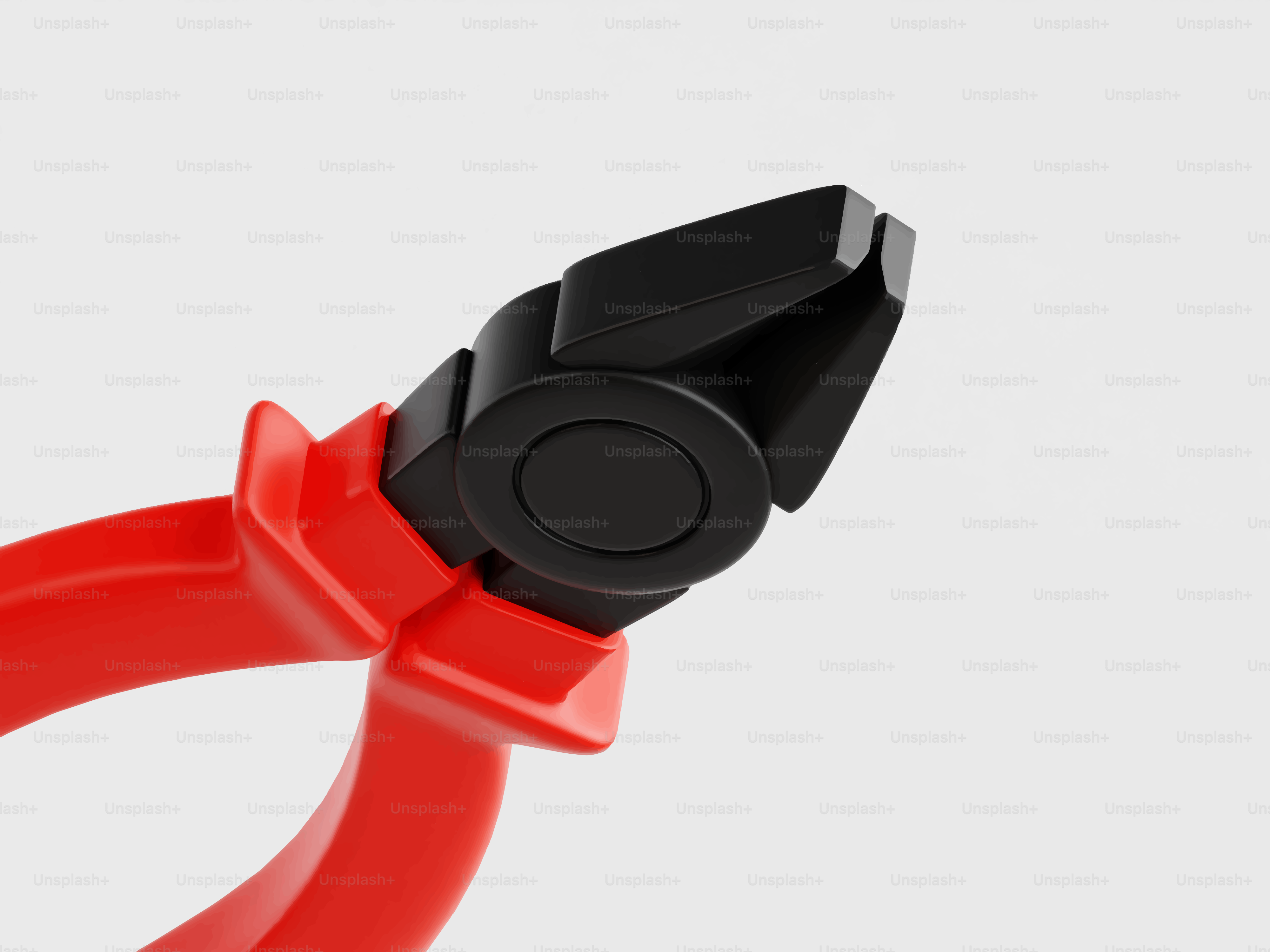 Coupe-fil à poignée rouge sur fond blanc