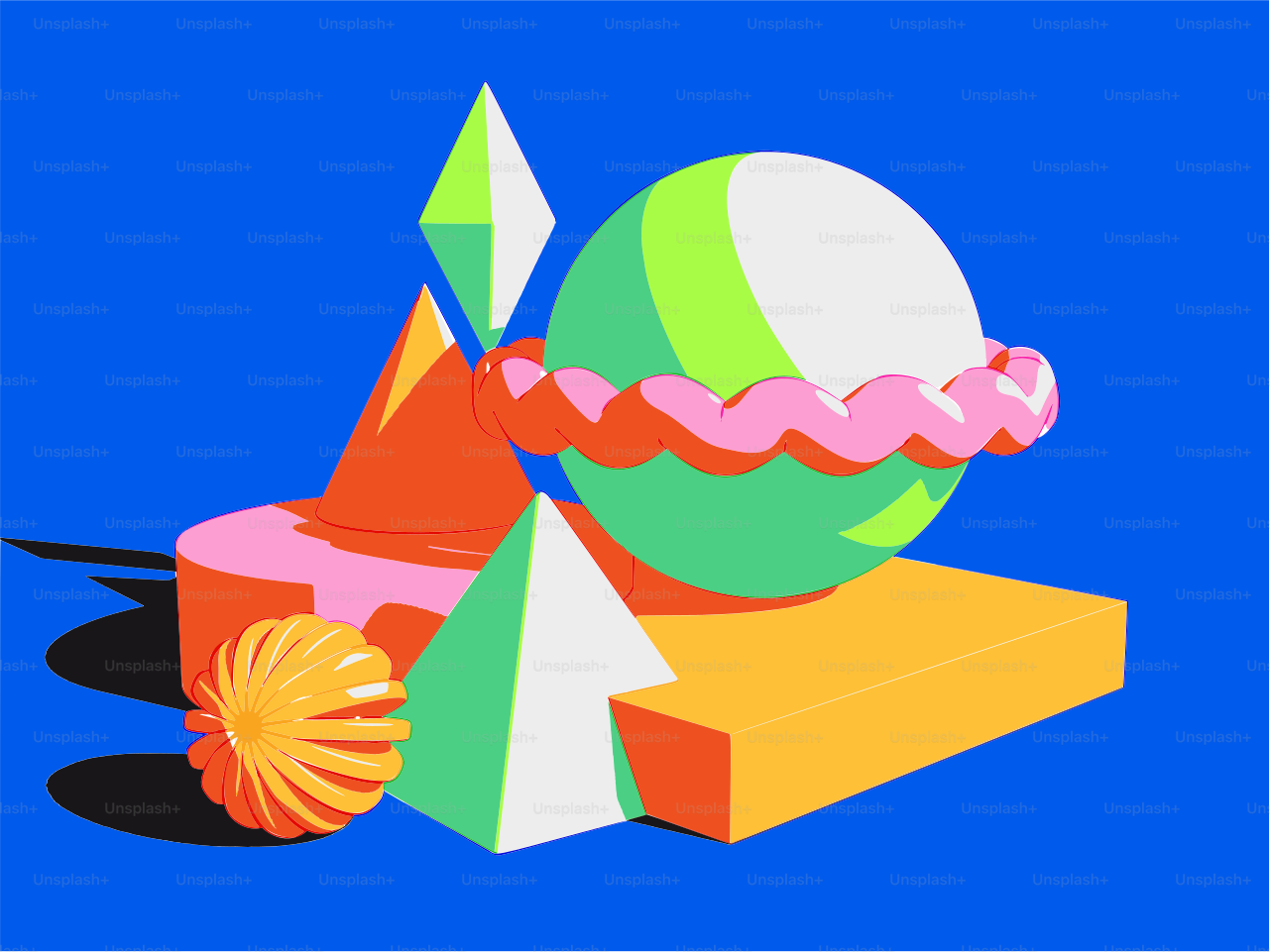 Formas geométricas abstractas sobre un fondo azul