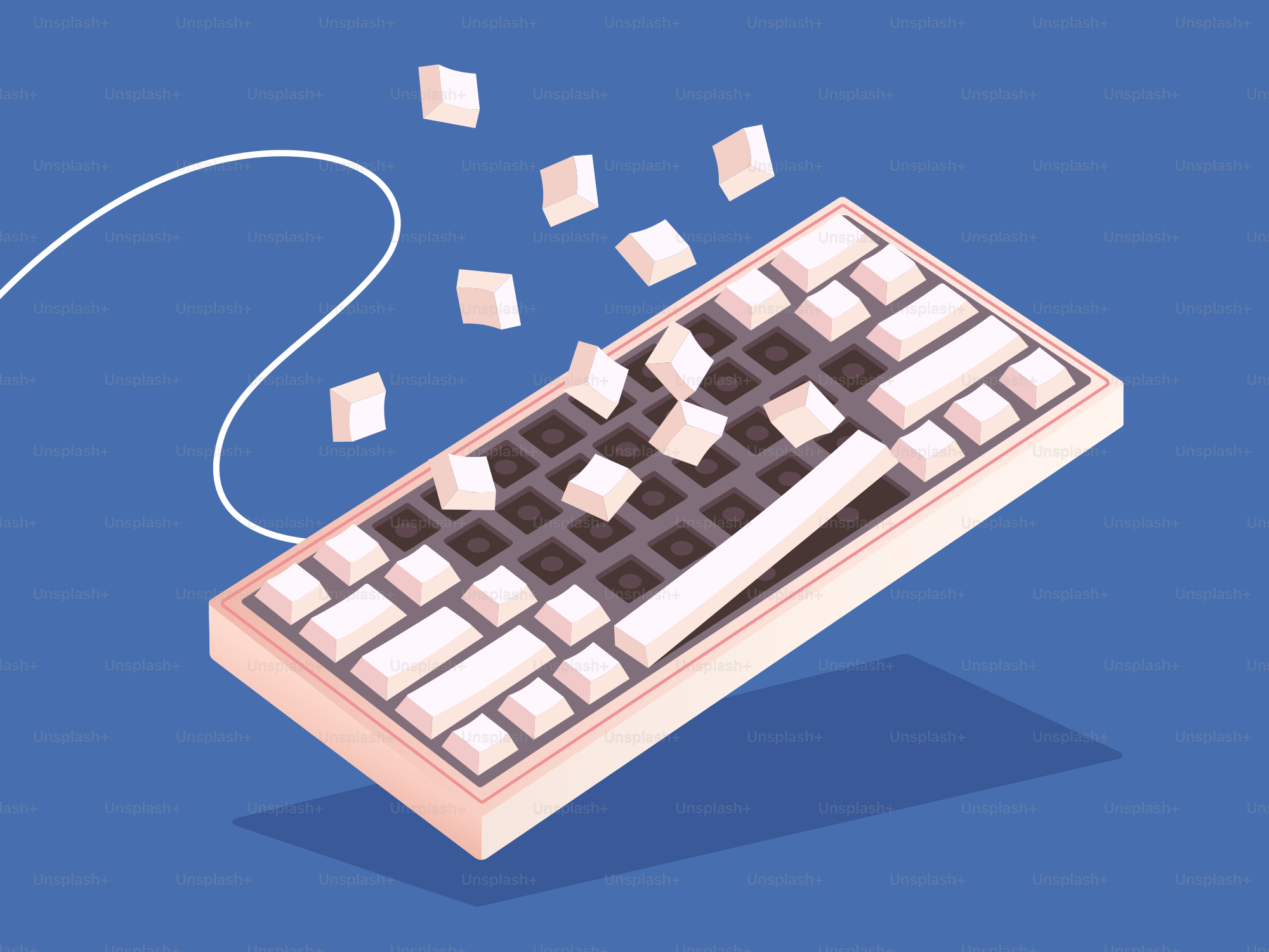 Kaputte Tastatur mit abfliegenden Tasten