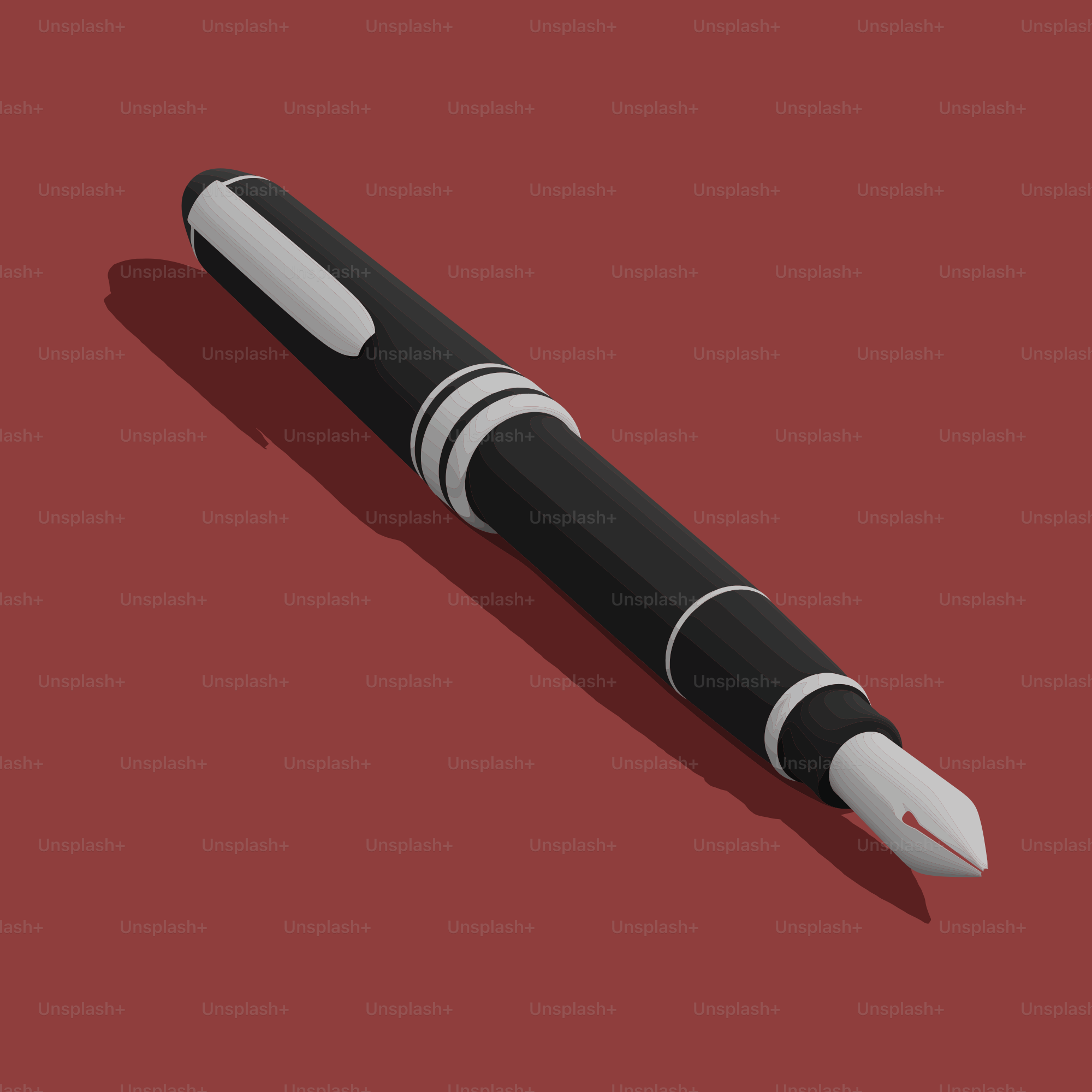 A black and white fountain pen on a red background.