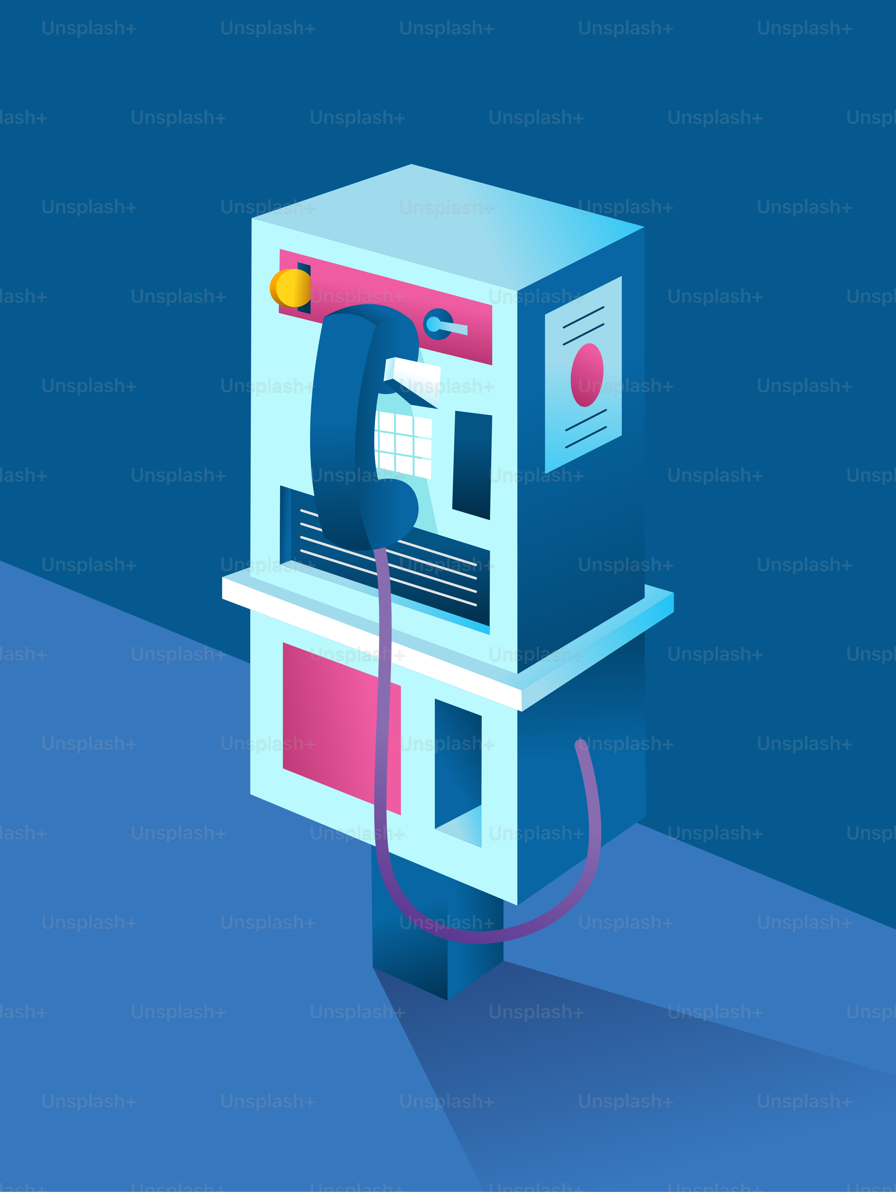 Retro payphone on a blue background