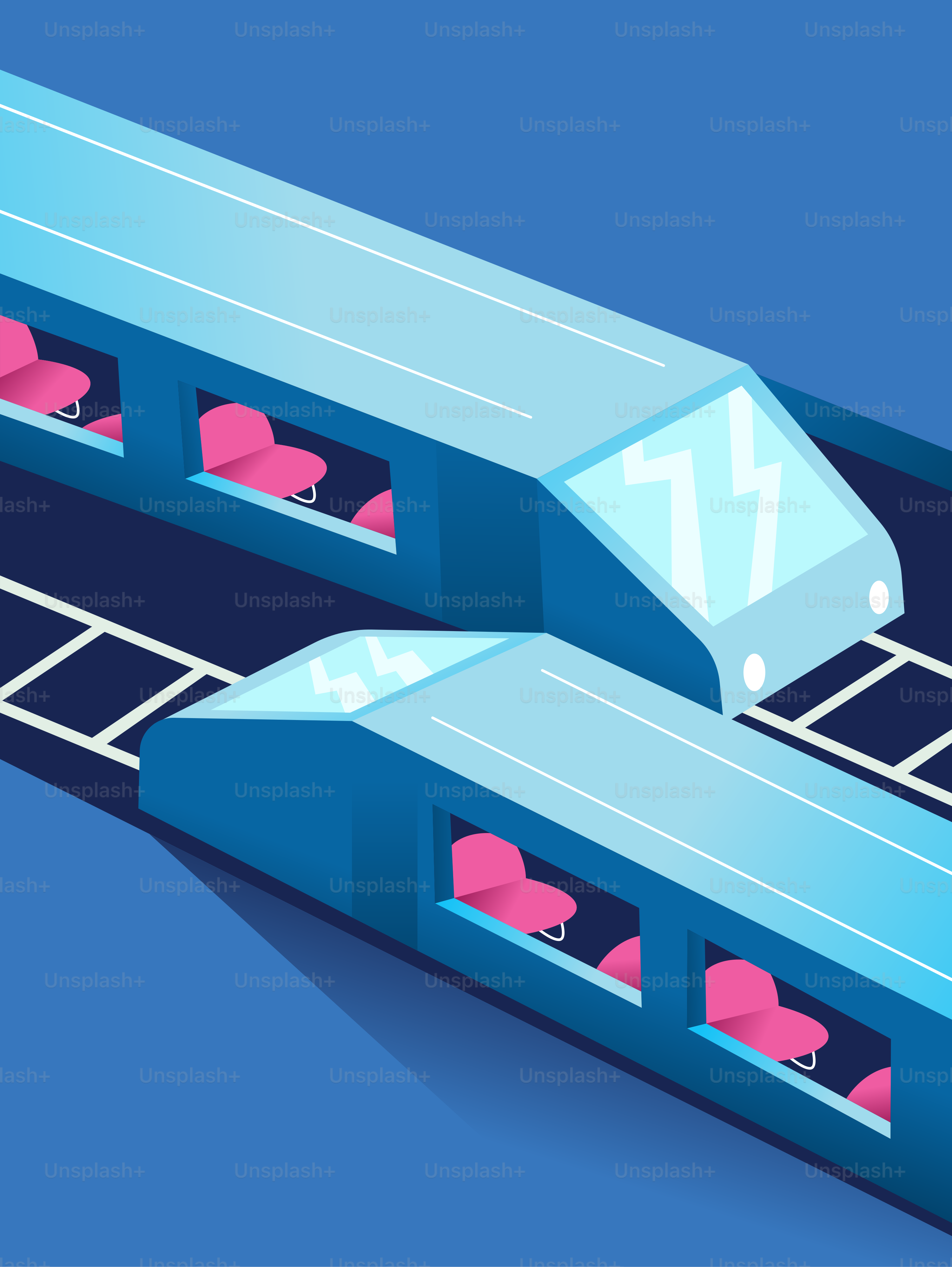 Two futuristic blue trains on parallel tracks vector – Travel Image on ...