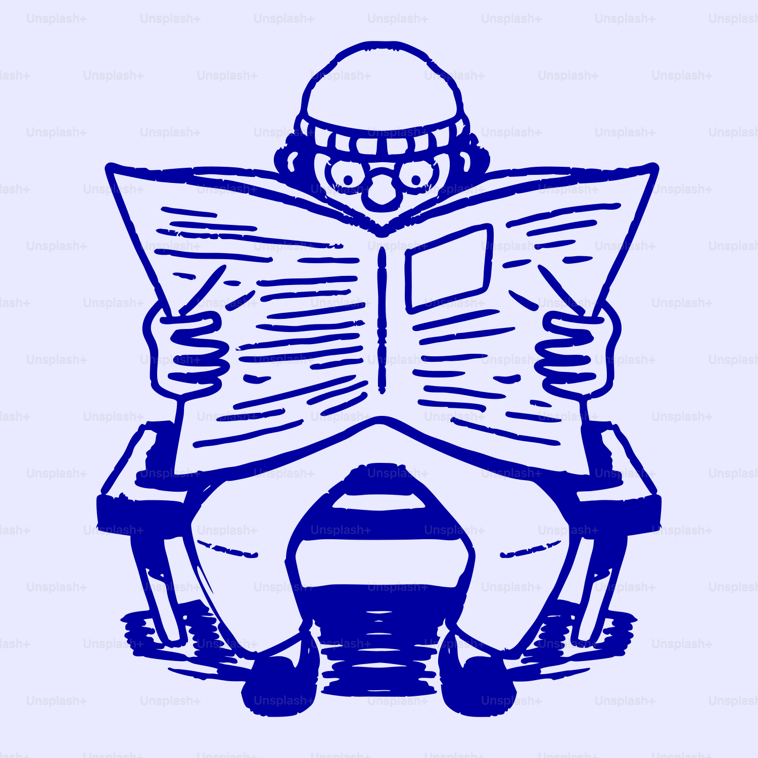 Man wearing a hat and glasses reading a newspaper.