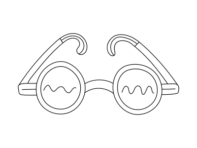 Round glasses with wavy lines inside lenses