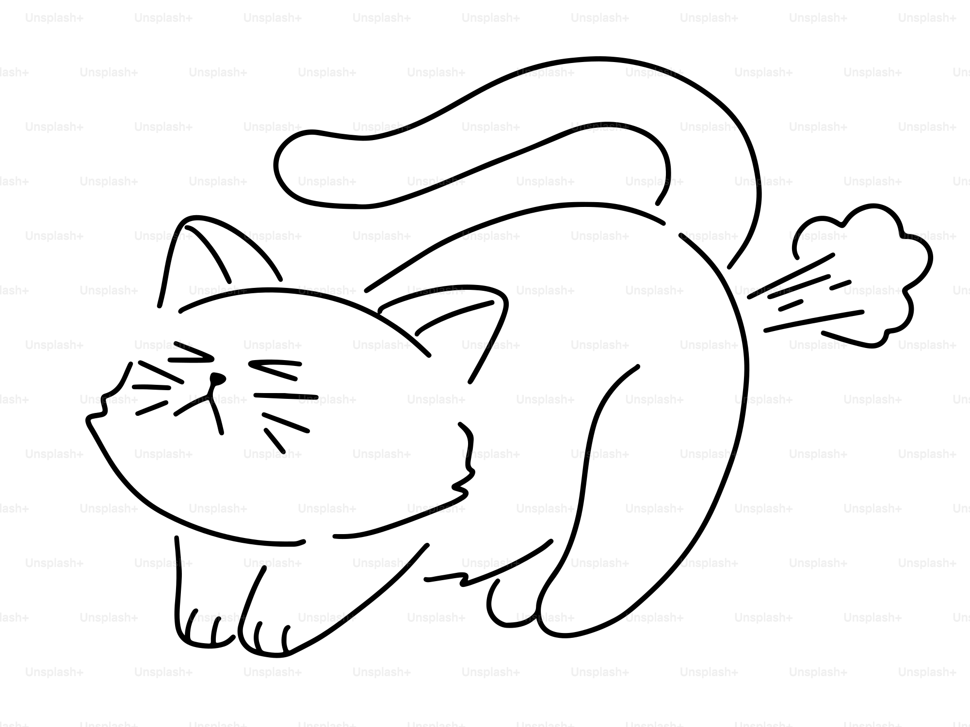 Un chat de dessin animé pète avec un nuage de gaz. vectoriel – Image de Chat  sur Unsplash, image size:3000x2250