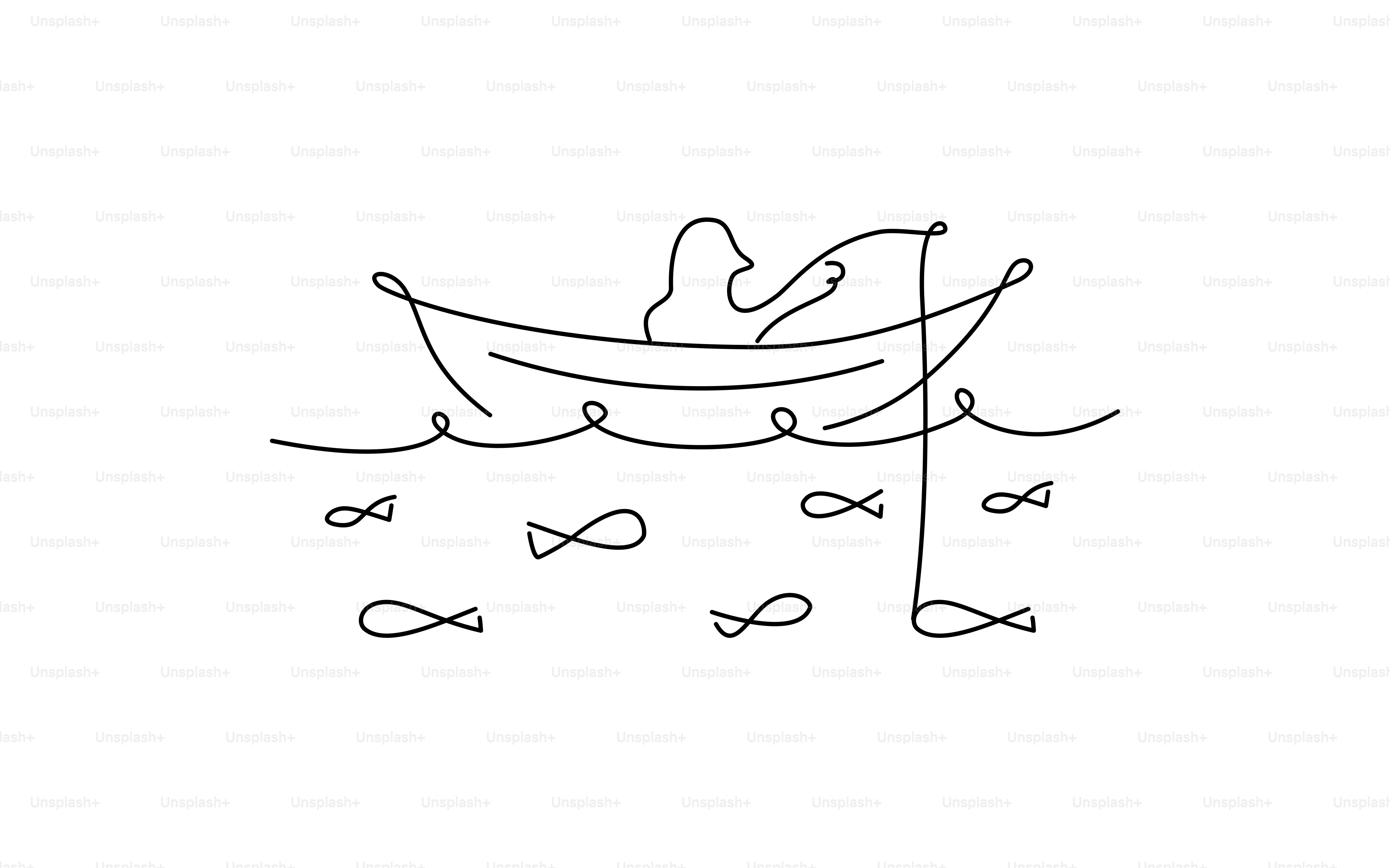 Person fishing from a boat surrounded by fish