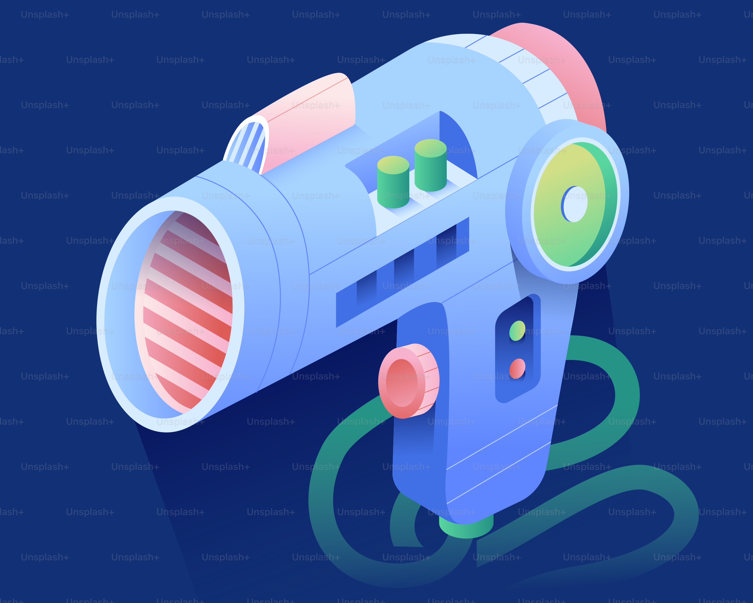 A futuristic blue ray gun with a dark blue background