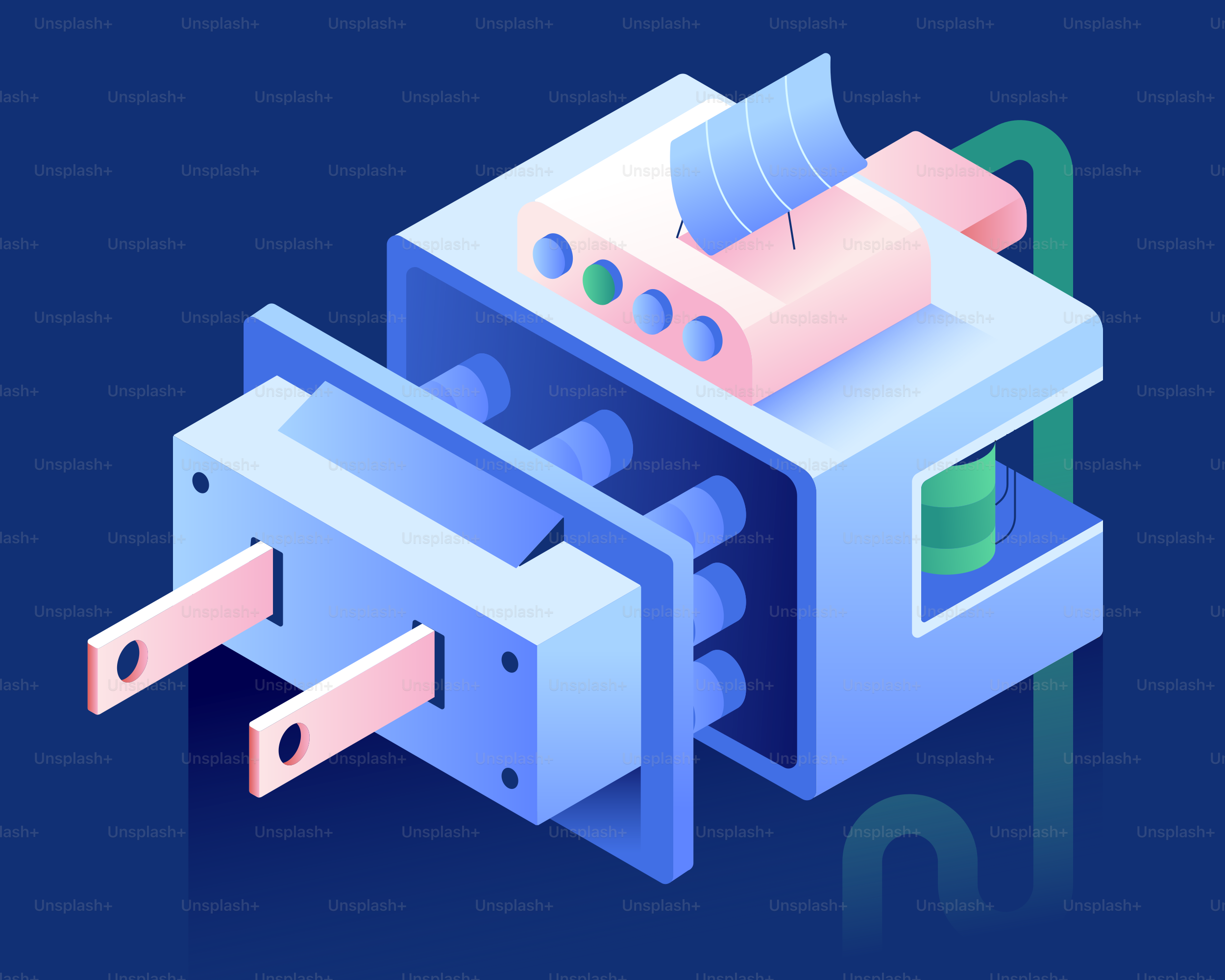 Componente elettronico astratto su sfondo blu scuro.