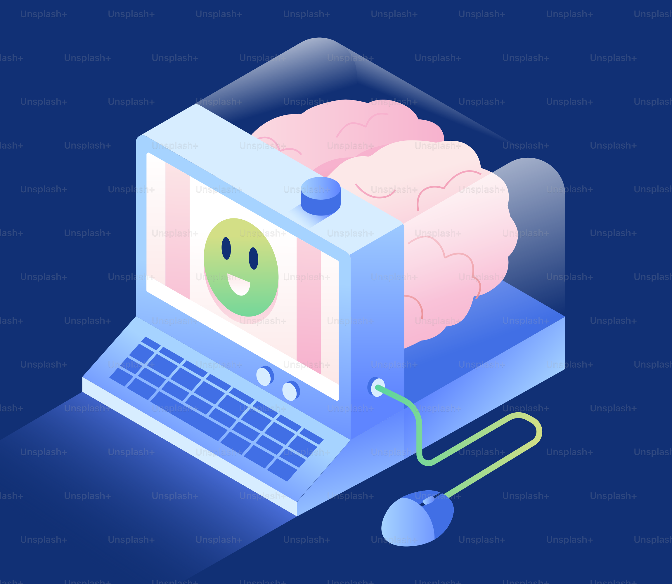 Computer with a brain and happy face vector – Technology Image on Unsplash