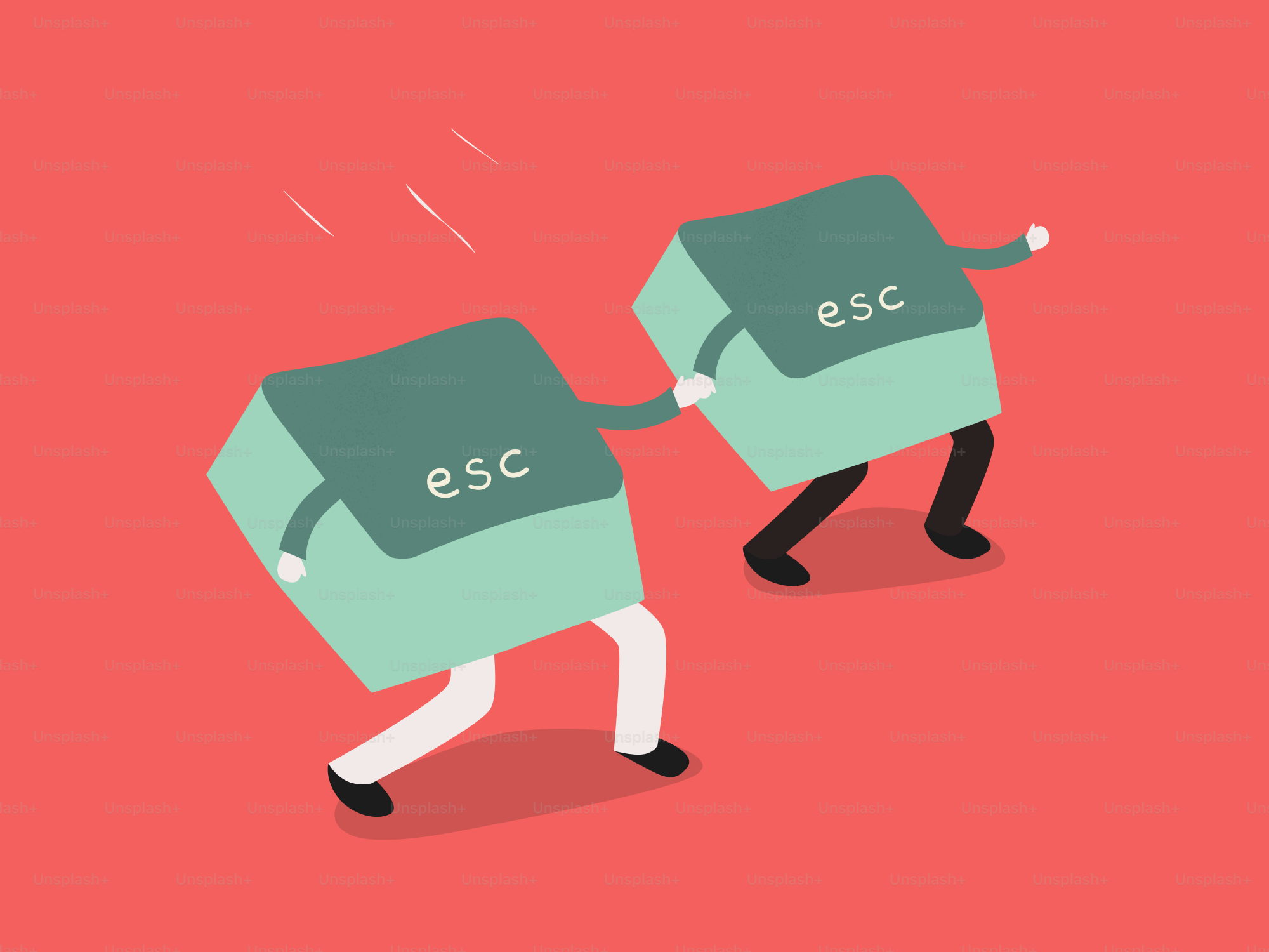Two esc keys running away from something