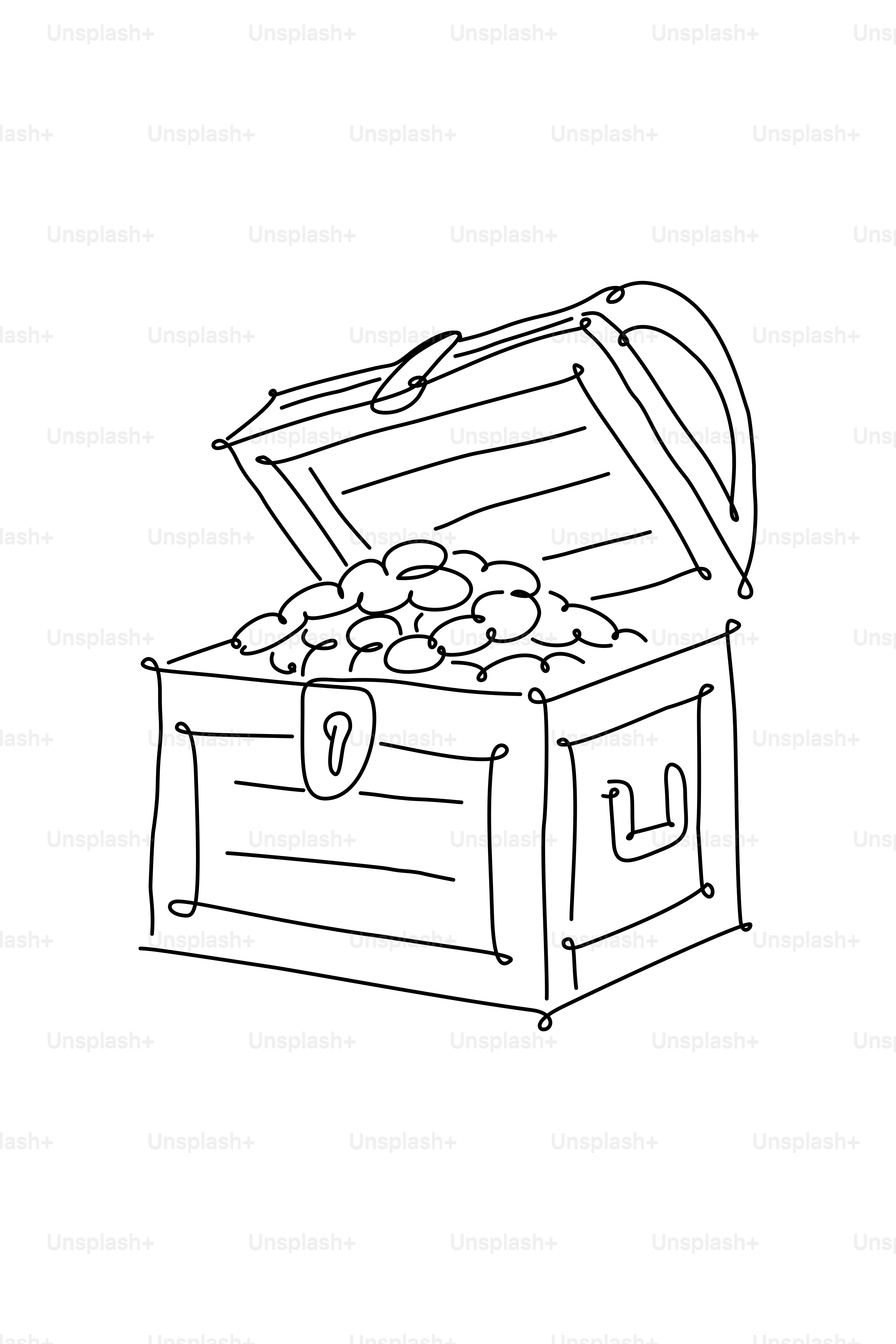 Open treasure chest filled with gold coins.