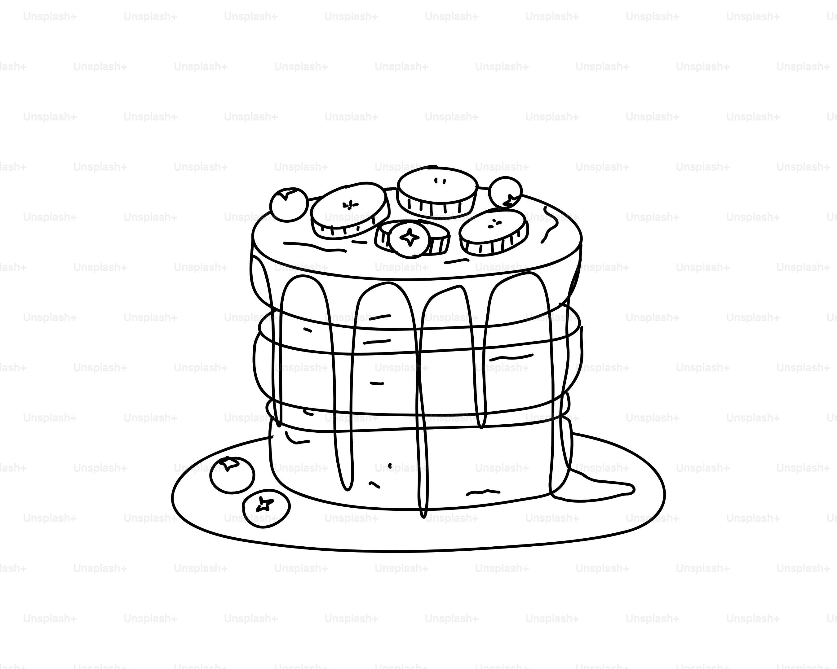 Stack of pancakes with blueberries and banana slices