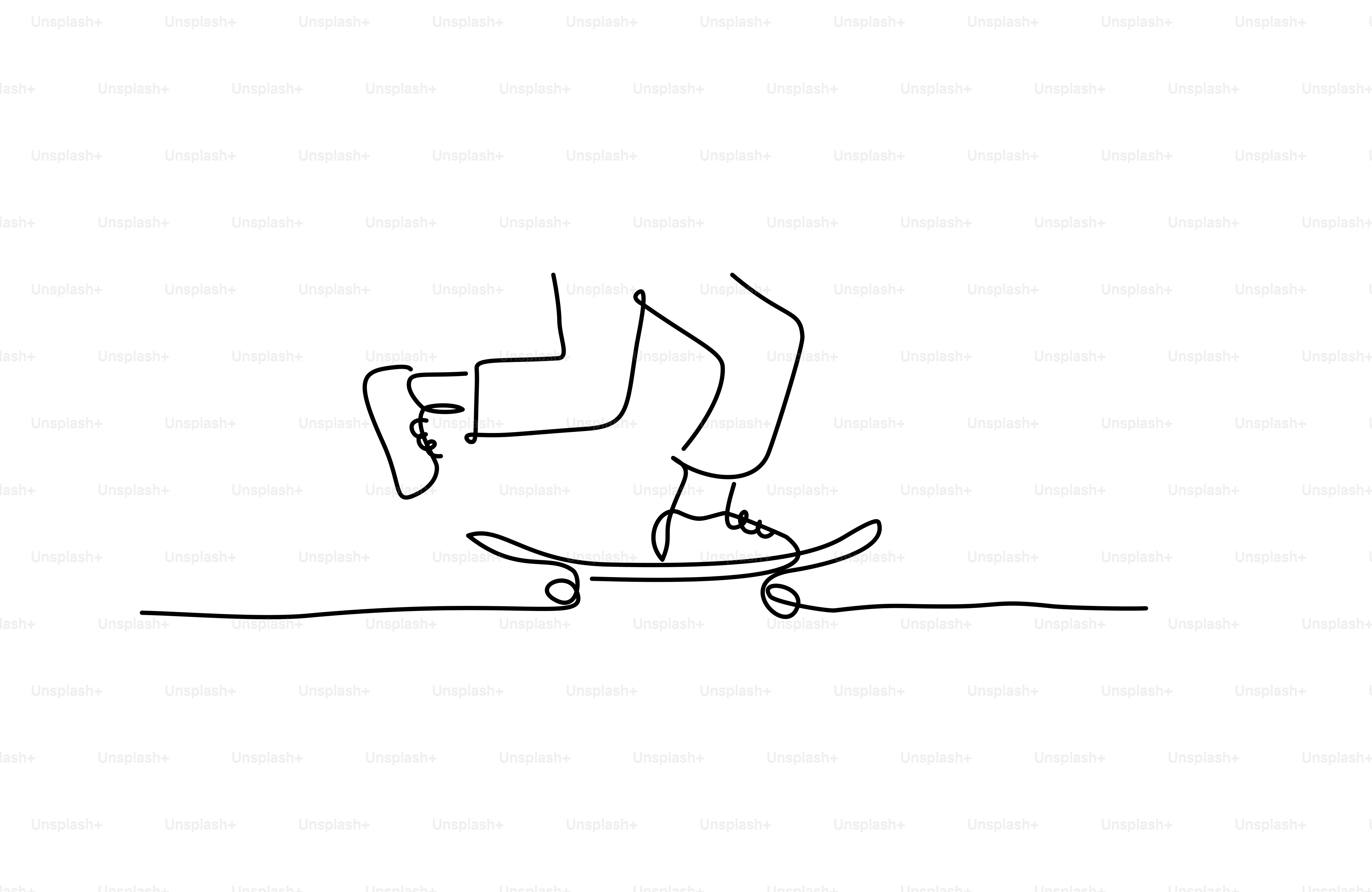 Person riding a skateboard in a continuous line drawing.