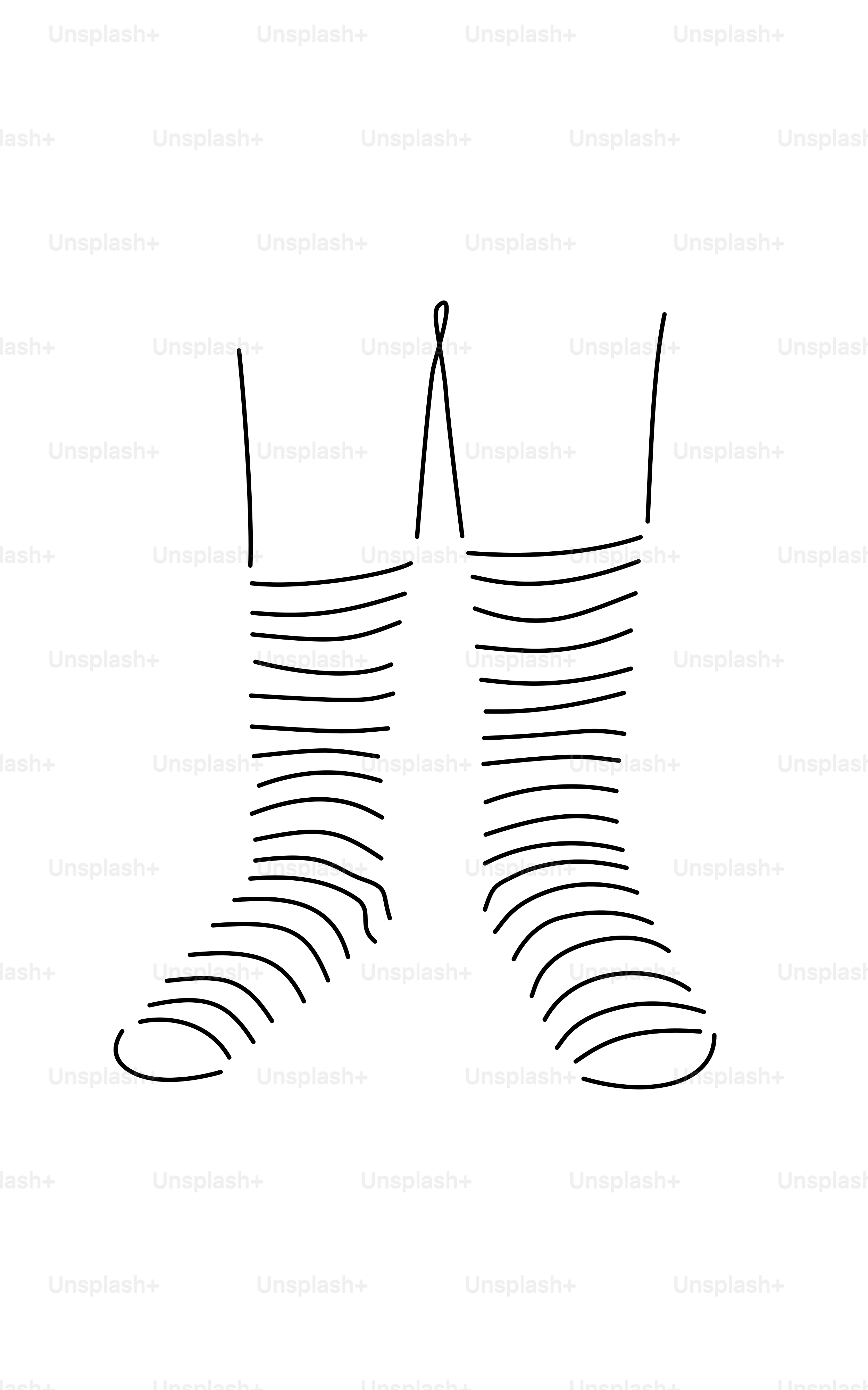 Strichzeichnung von Beinen mit gestreiften Socken