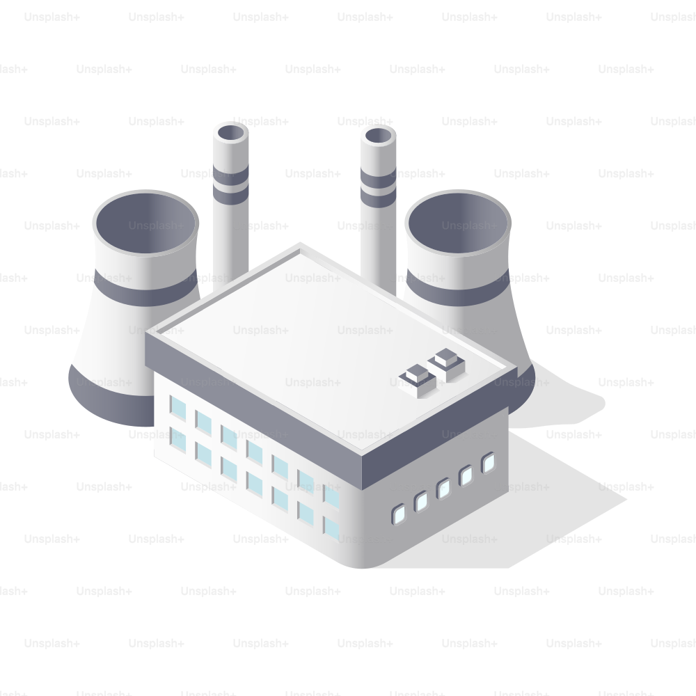 Isometric view of a modern industrial factory building