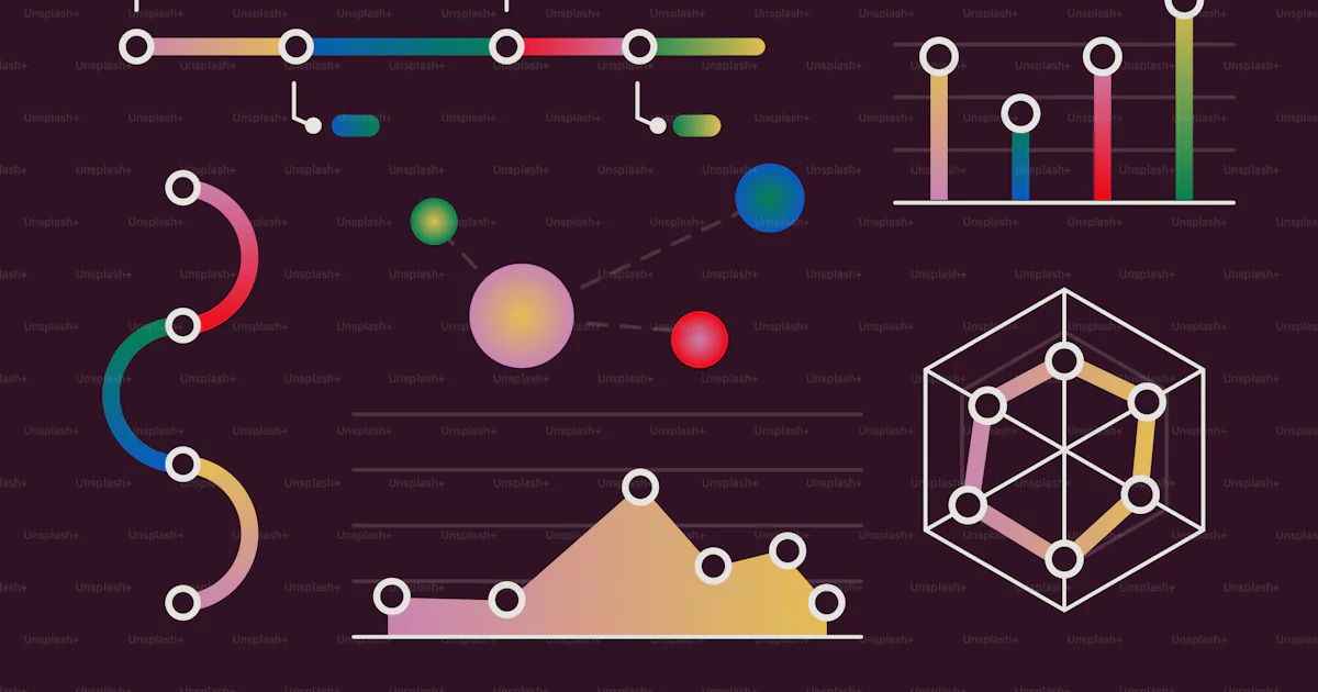 Colorful abstract data visualization elements on dark background vector ...