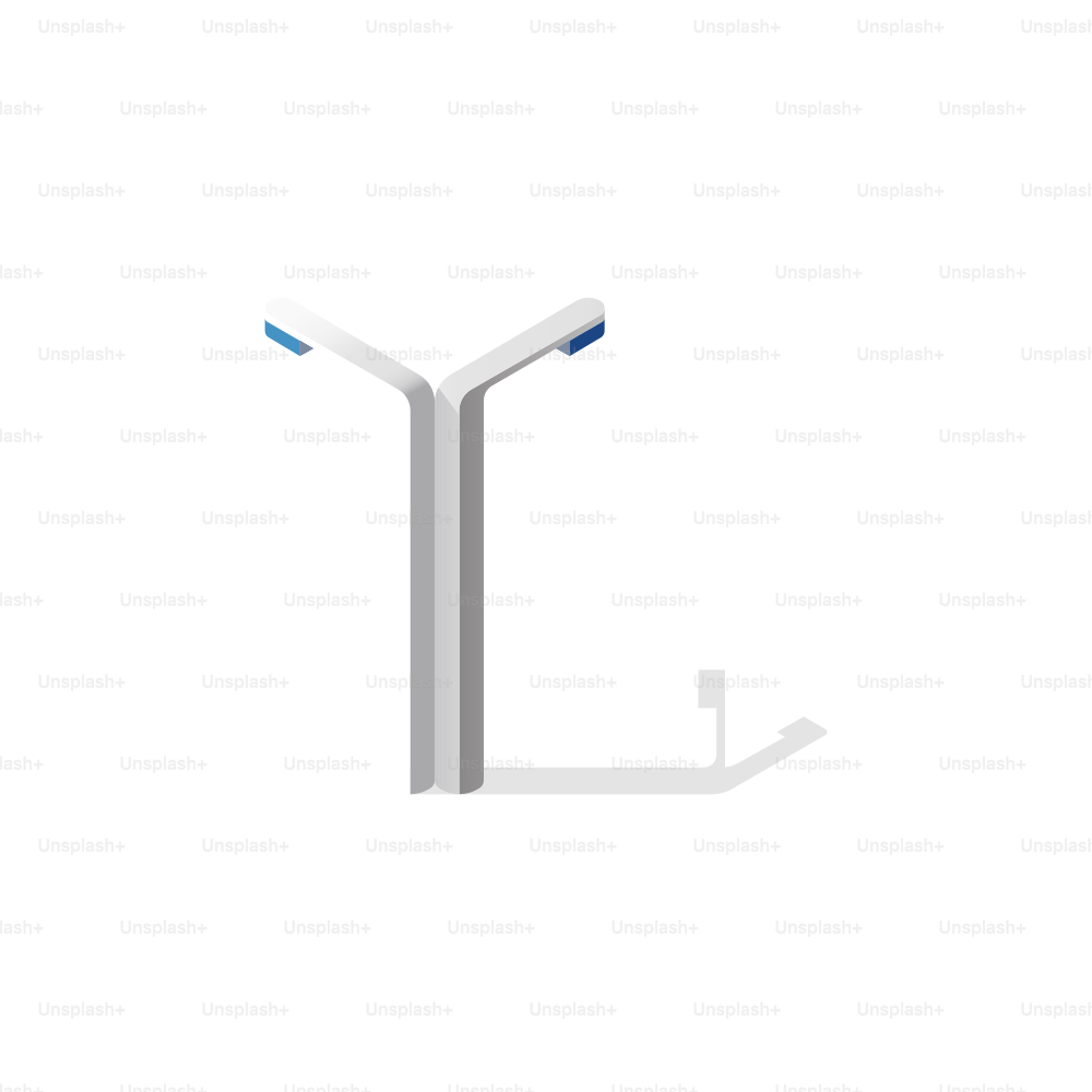 Modern street lamp with shadow on white background