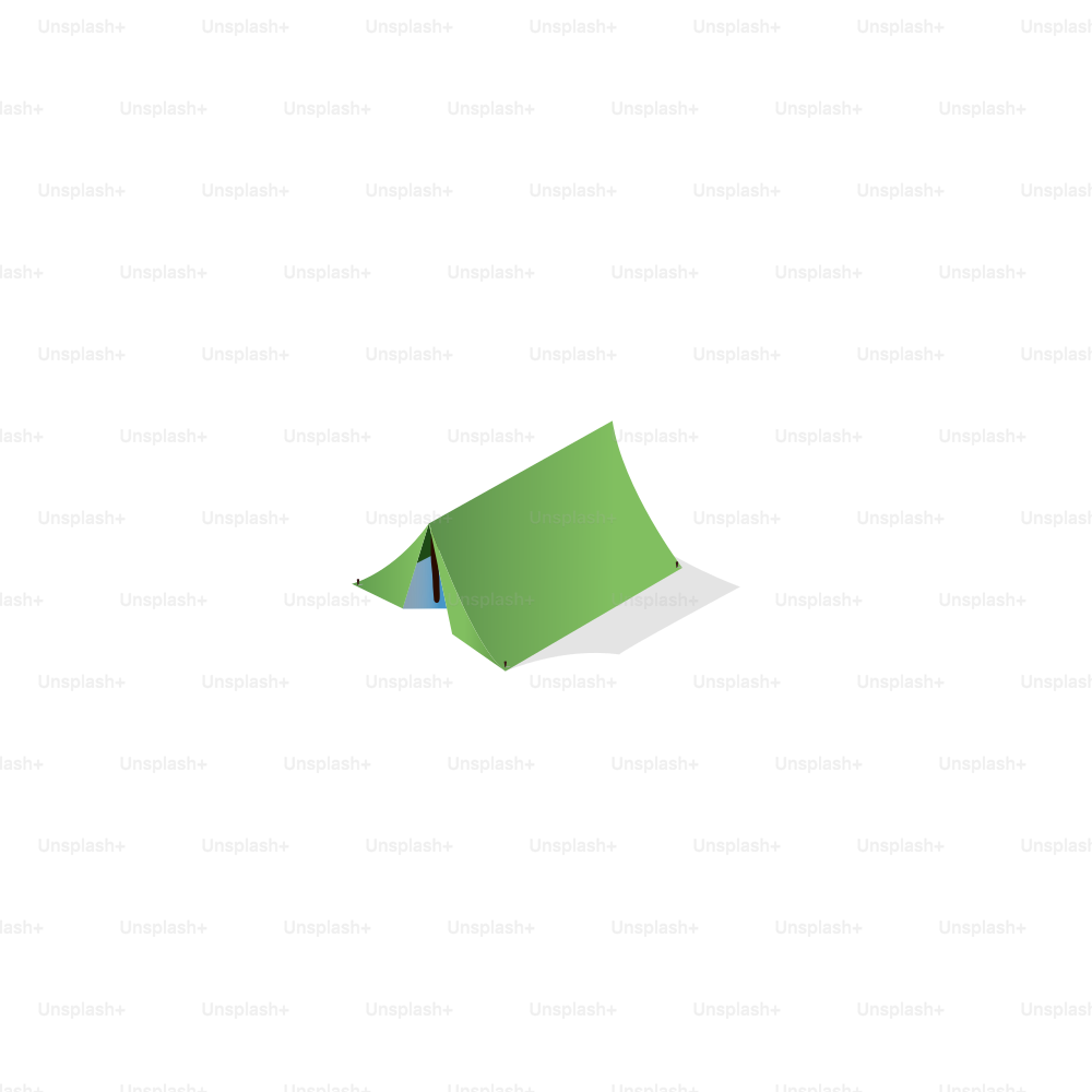 A green camping tent on a white background.