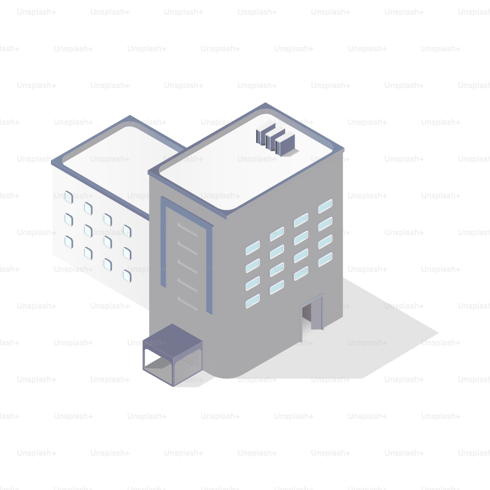 Zwei moderne Gebäude mit isometrischer Ansicht