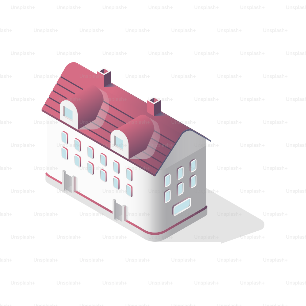 Vektor Rumah modern dengan atap merah muda dan carport. – Gambar ...