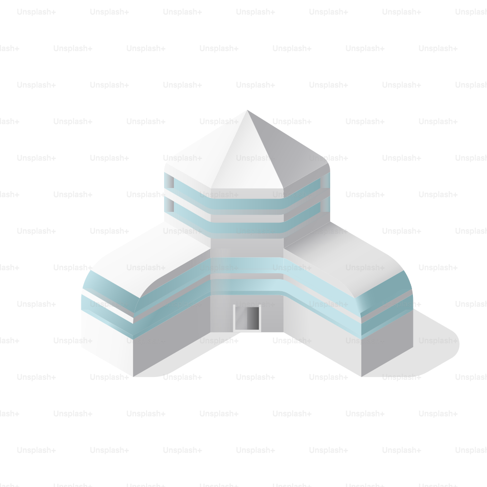 Modernes weißes Gebäude mit blauen Akzenten