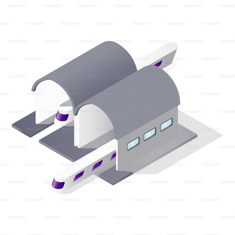 Modern train station with sleek trains