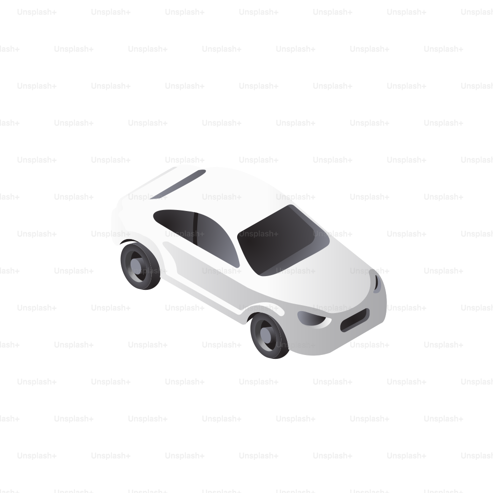 A white modern car on a white background.