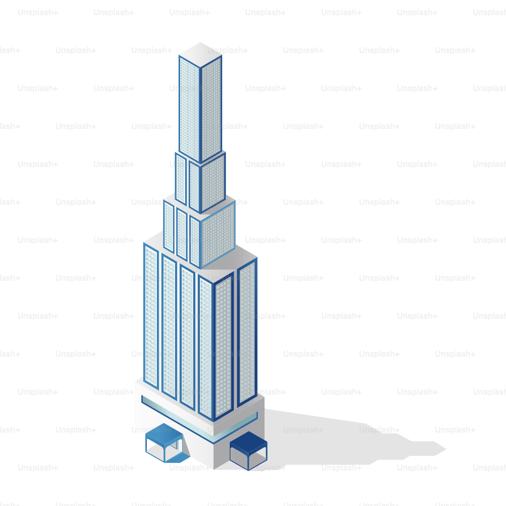 Modern skyscraper with glass facade and shadow