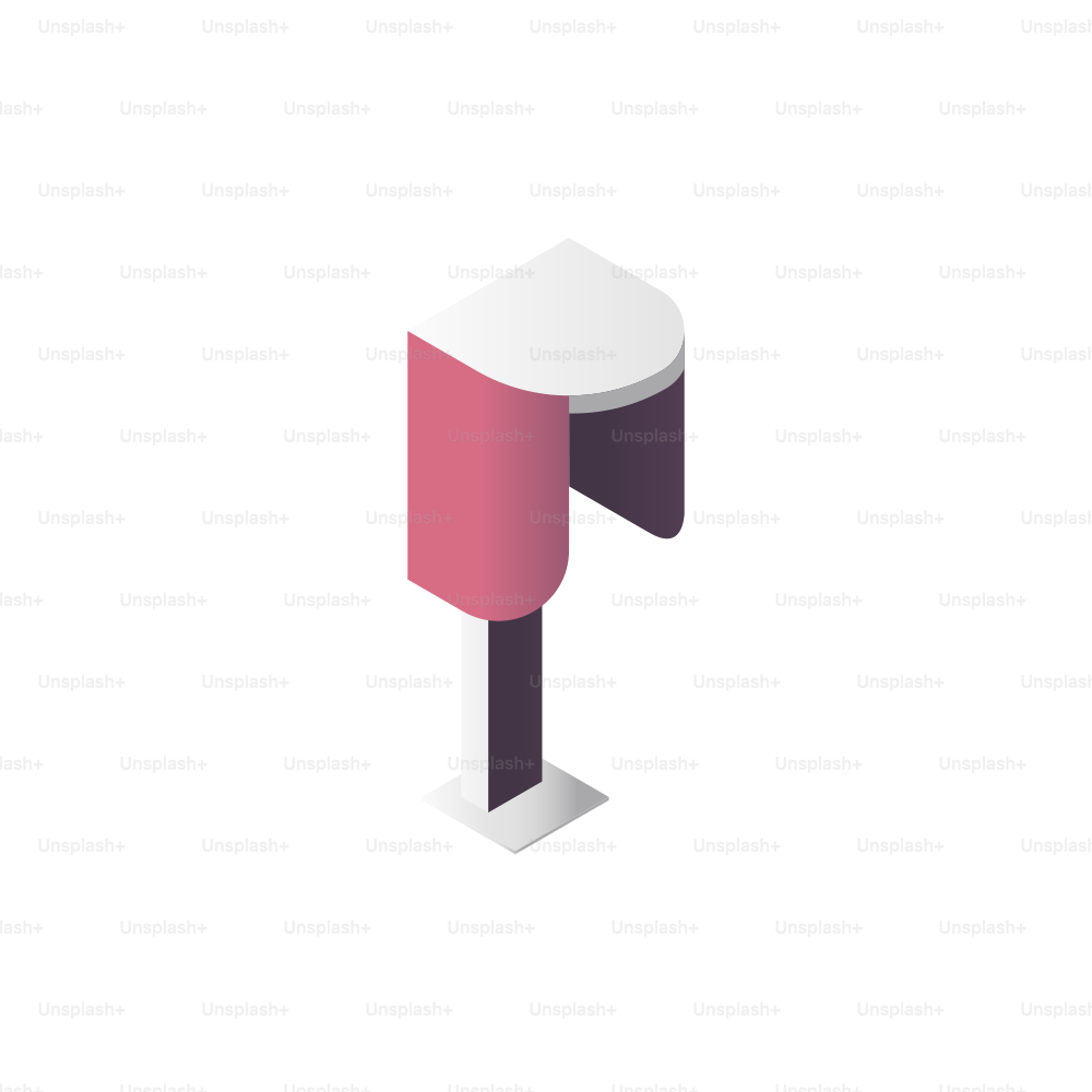 Abstract isometric pink and white object