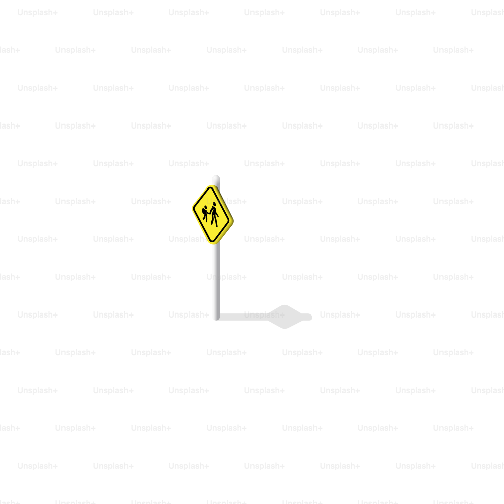 Yellow school crossing sign with children