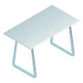 Uma mesa branca simples com pernas de metal