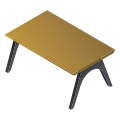 Une table minimaliste moderne avec un plateau doré.