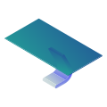 Um objeto plano, retangular, com um gradiente azul-esverdeado.
