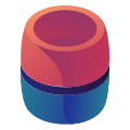 A cylindrical object with red and blue gradient