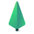 Stylized green pine tree on white background