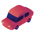 A red isometric car with dark windows.