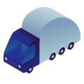 A blue and grey delivery truck illustration