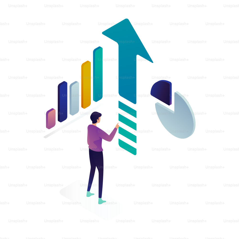 Man analyzing upward trending business growth charts and data.